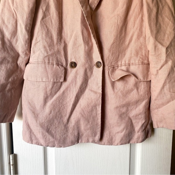 Reformation Blazer Verano Linen Pockets Double-Breasted Notched Serenade M GUC - Picture 4 of 6